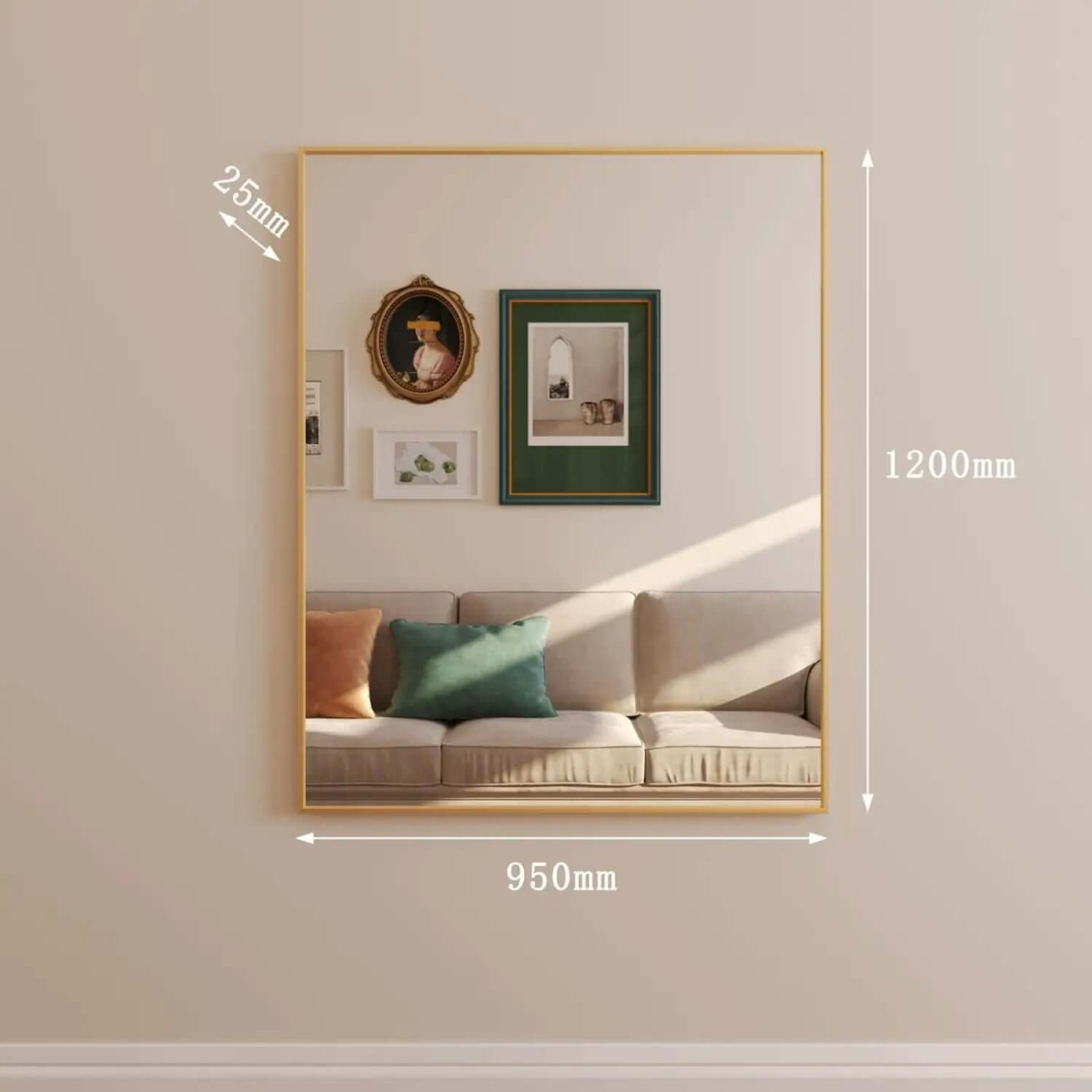 Takara- Gold Metal Rectangle Mirror - 120cm x 95cm