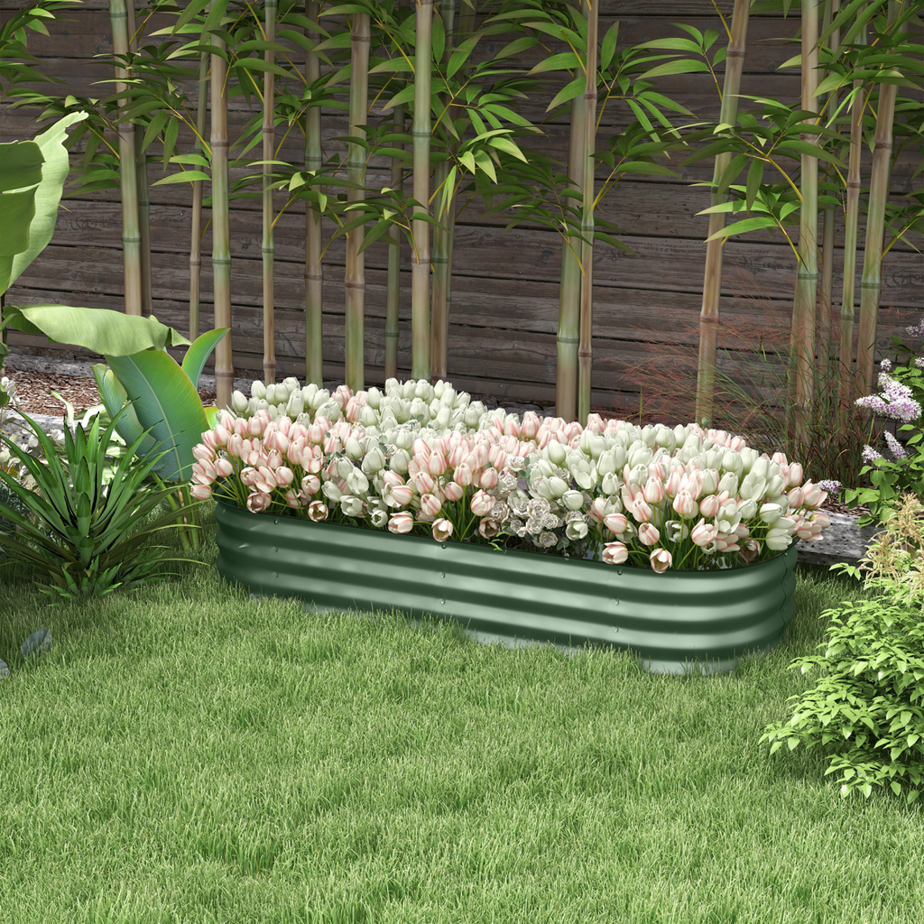 Outsunny Galvanised Raised Garden Planter Box with Custom Safety Edging