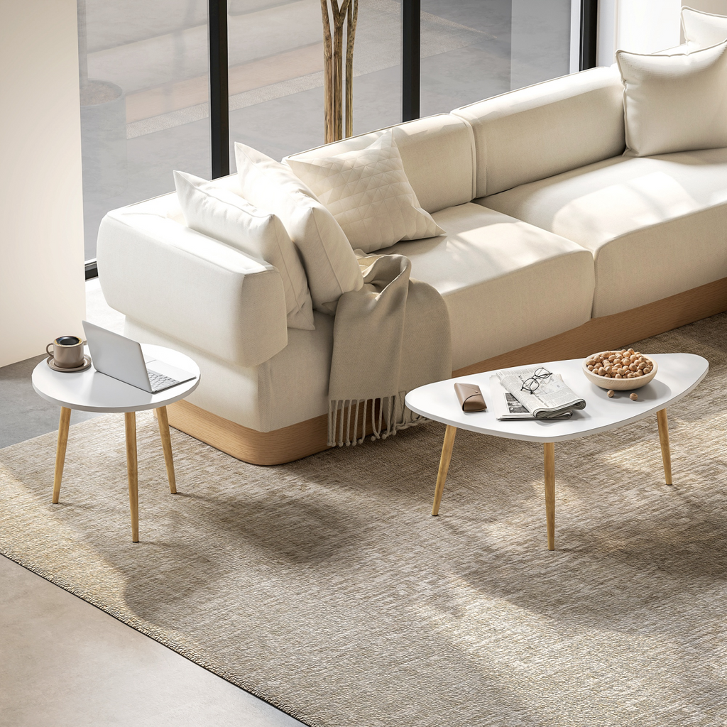 HOMCOM Coffee Table Set of 2 Nesting End Side Tables for Living Room, White