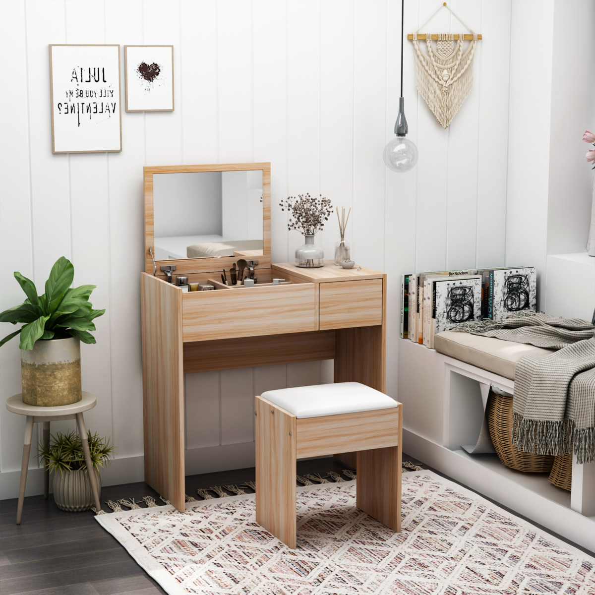 Dressing Table With Padded Stool