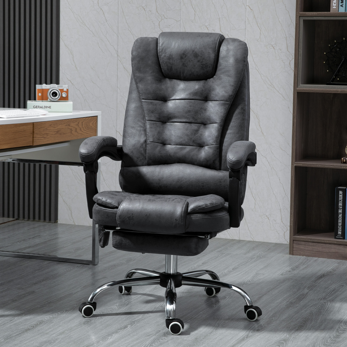 Vintage High Back Heated Massage Office Chair w/ 6 Vibration Points, Dark Grey