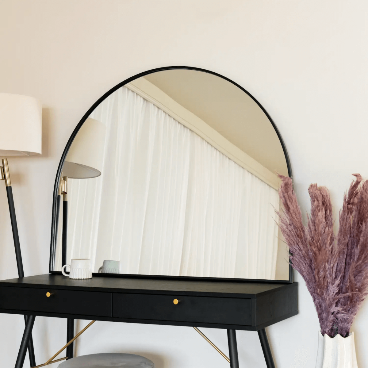 Akiko Black Arched Metal Mirror - Stylish Elegance for Every Space