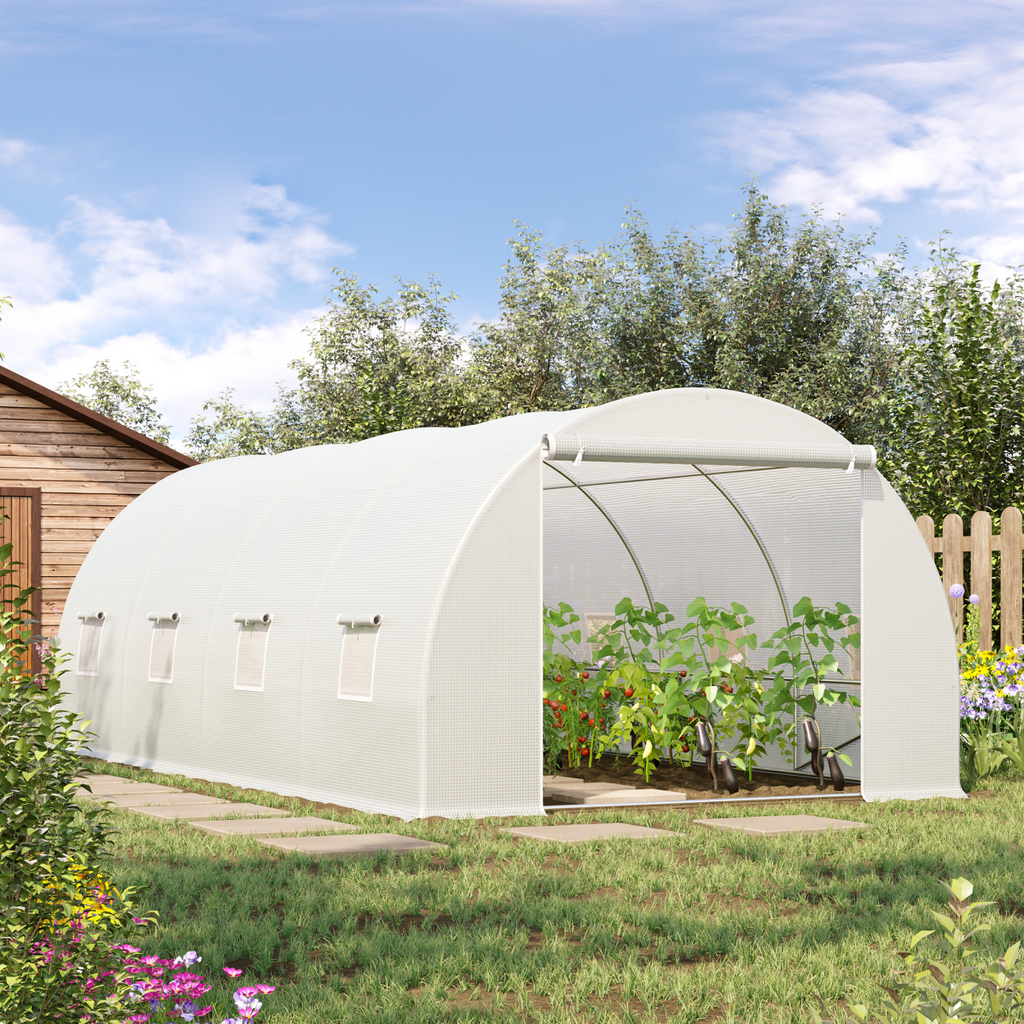 Outsunny 6 x 3 x 2 m Polytunnel Greenhouse w/ Zippered Door and 8 Windows