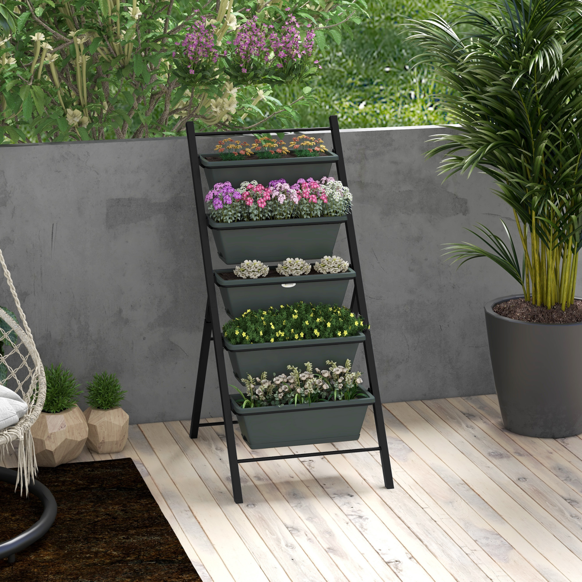Outsunny Vertical Raised Garden Bed with 5 Removable Trays – Perfect for Small Spaces!