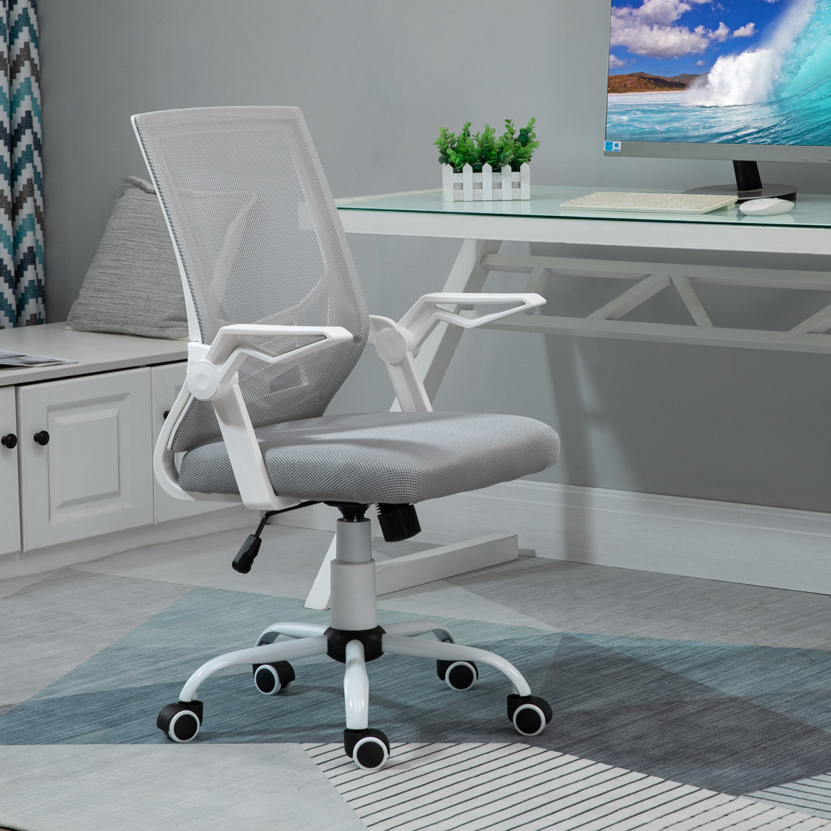 Ergonomic Mesh Office Chair with Lumbar Support - Adjustable Comfort, Grey