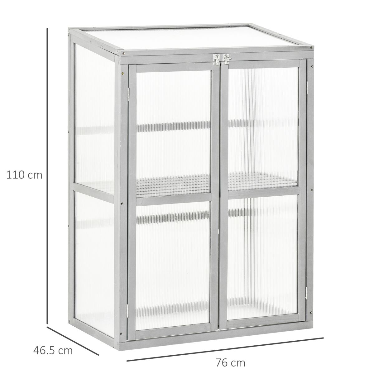 Wood Cold Frame Greenhouse Outdoor Indoor PC Board 76 x 47 x 110cm Grey