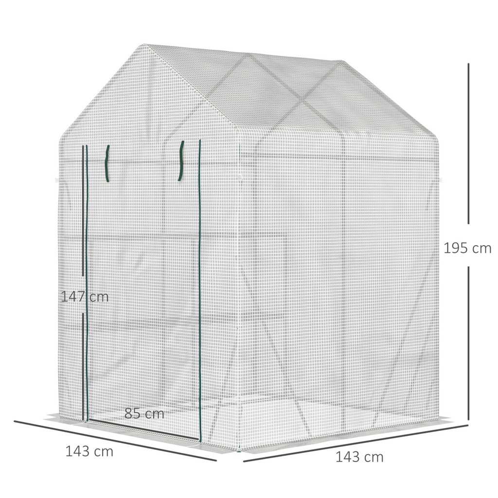 Outsunny Portable PE Greenhouse with 2-Tier Shelf - Protect Your Plants!