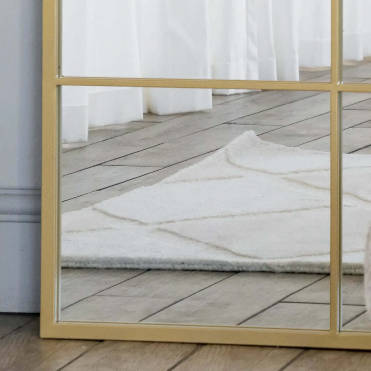 Kyō Gold Lattice Grid Mirror - Elegant Full-Length Design, 180cm x 105cm