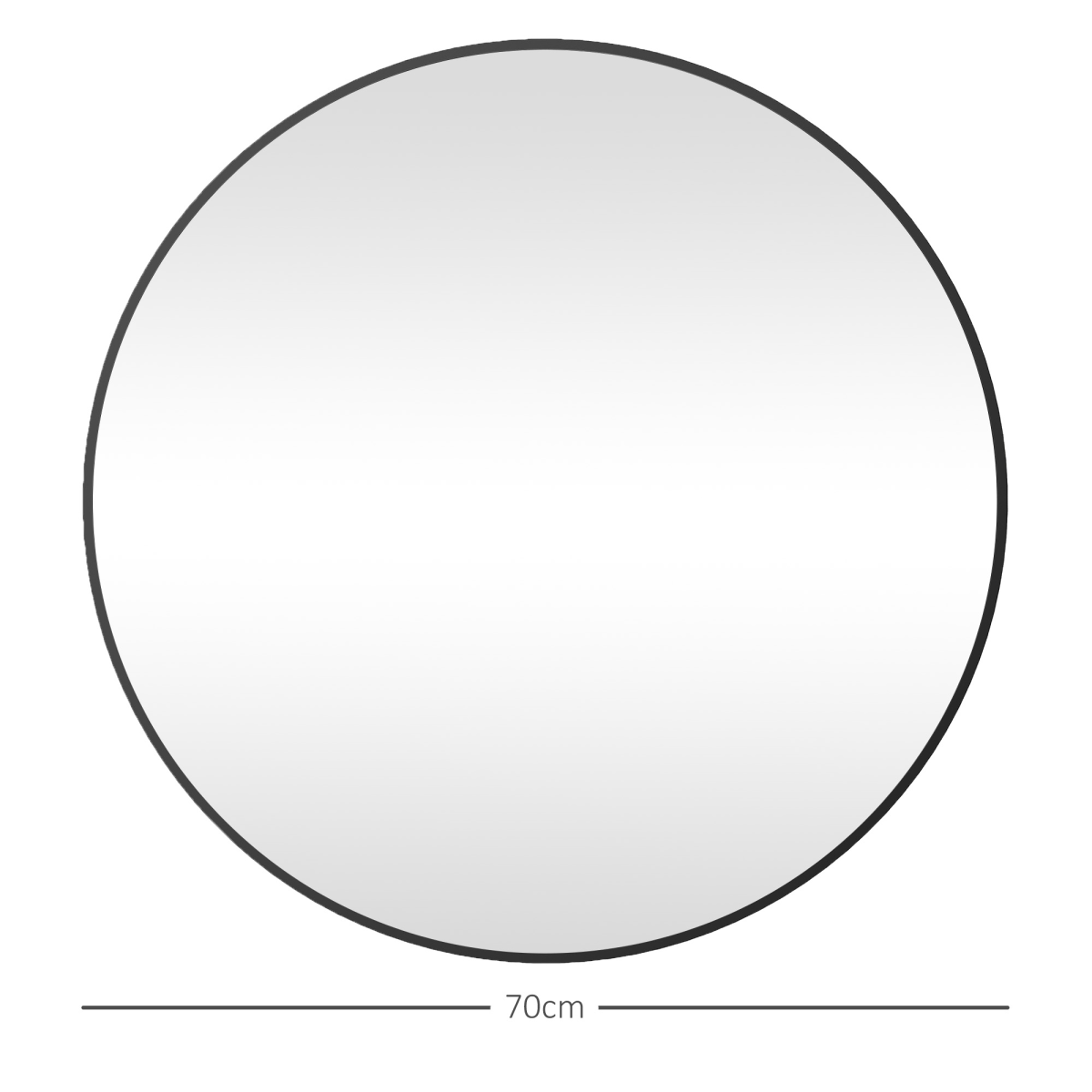 HOMCOM Round Bathroom Mirror, Modern Wall Mirror with Steel Frame, Black