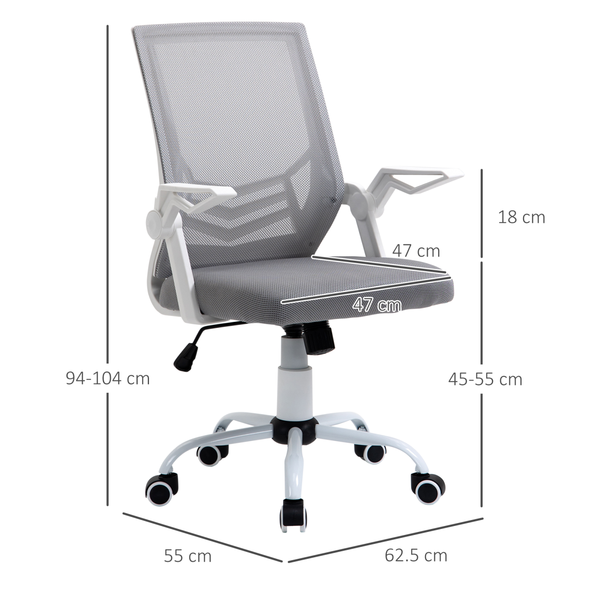 Ergonomic Mesh Office Chair with Lumbar Support - Adjustable Comfort, Grey