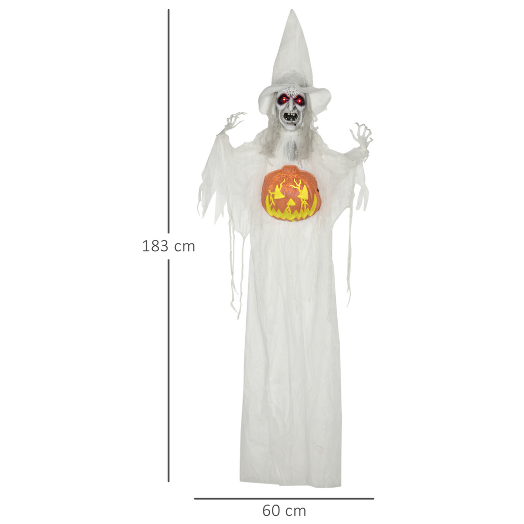 HOMCOM Standing Witch Prop Life Size with Sound and Motion Activated