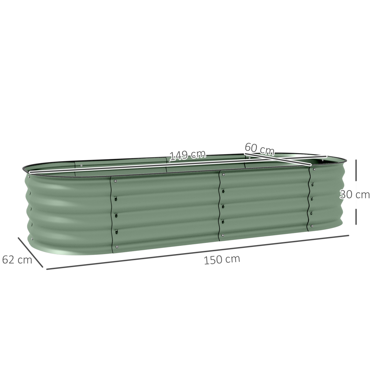 Outsunny Galvanised Raised Garden Planter Box with Custom Safety Edging