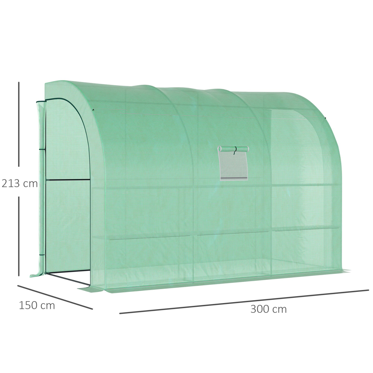 Outsunny 300cm Walk-In Greenhouse with PE Cover & 3-Tier Shelving - Green