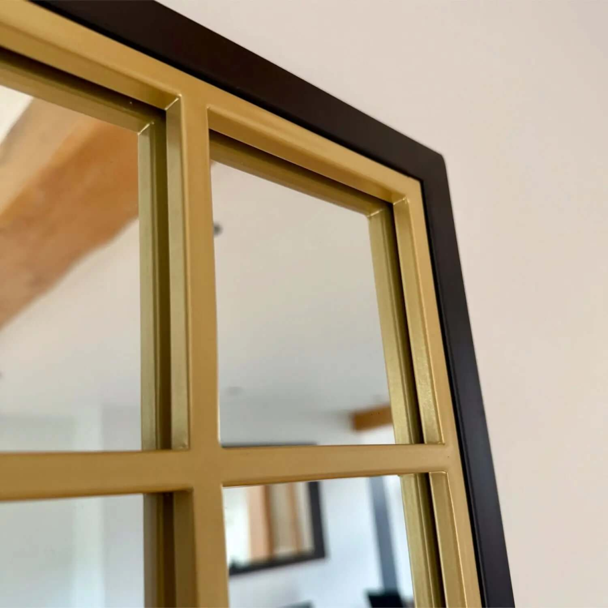 Aimi Black & Gold Metal Leaner Mirror - Oversized Elegance for Every Space