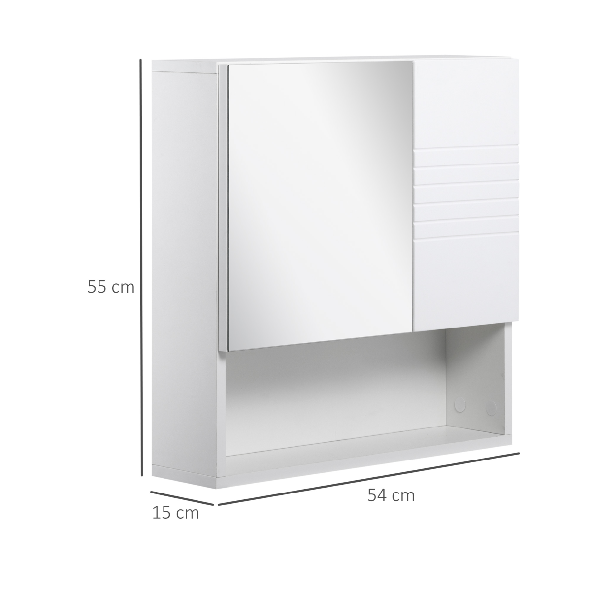 kleankin Bathroom Wall-Mounted Mirror Cabinet  Double Door Adjustable Shelves