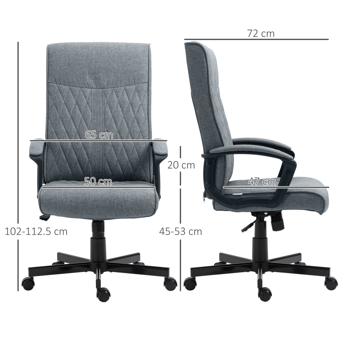 Vinsetto High-Back Ergonomic Office Chair with Adjustable Height & Swivel Wheels