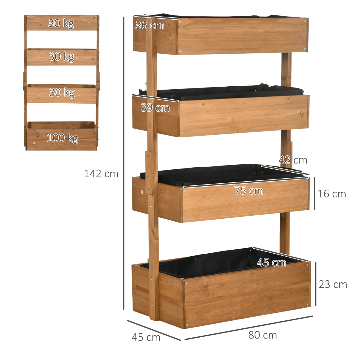 Outsunny Tiered Wooden Garden Bed - Vibrant 4-Box Plant Stand for Thriving Greens