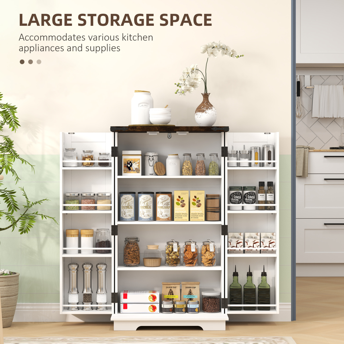 Stylish Farmhouse Cabinet with Adjustable Shelves - Sturdy Storage Solution
