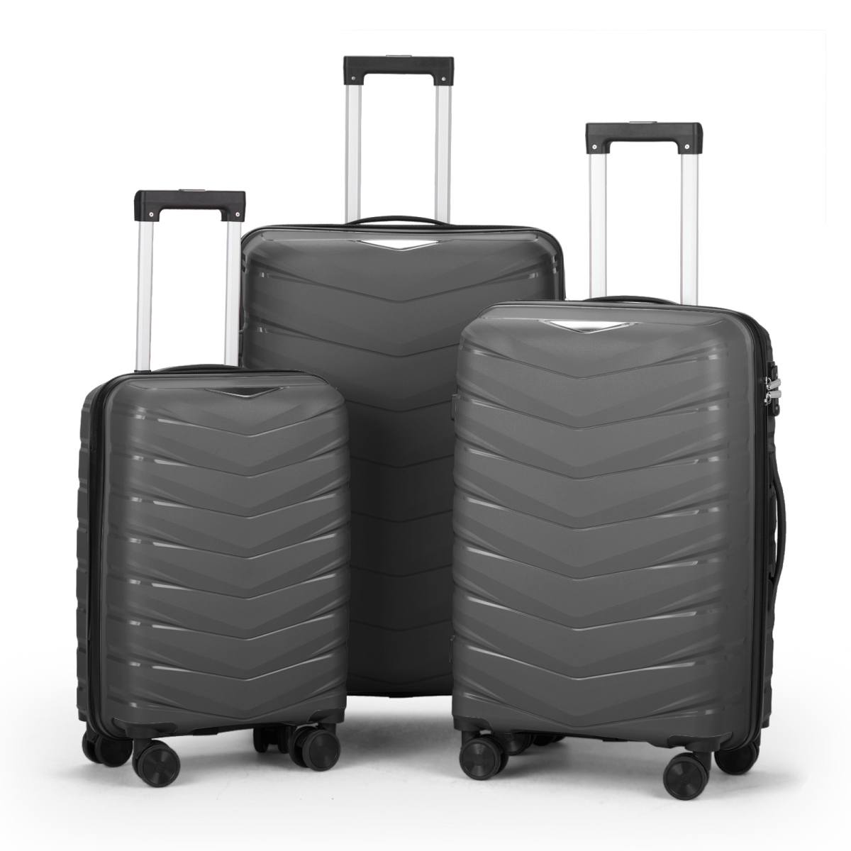 Versatile V-Shaped Stripe 3-in-1 Trolley Case - Stylish Dark Gray Travel Solution