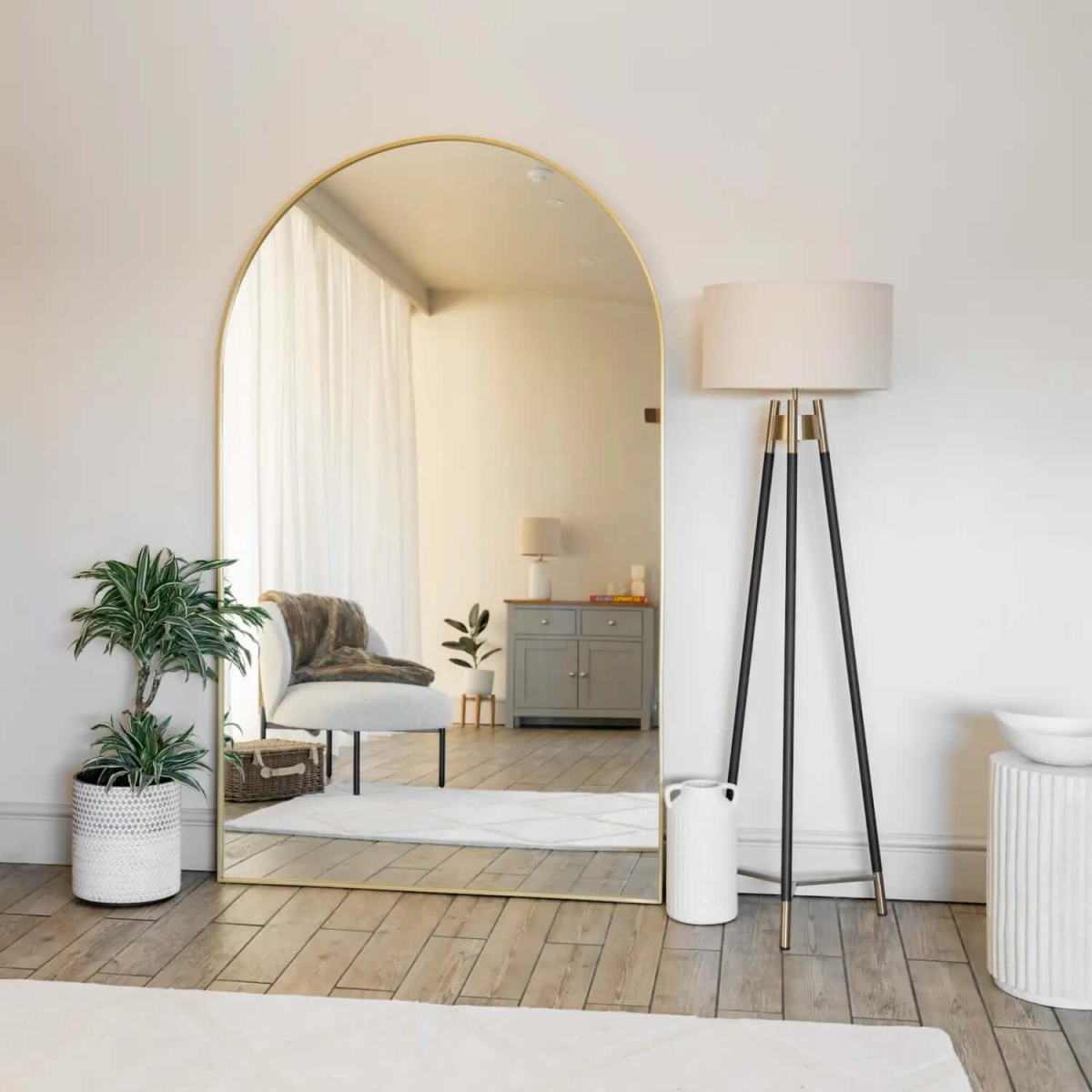 Akiko Gold Arched Metal Mirror - Elegant Design for Stylish Spaces, 180cm x 105cm