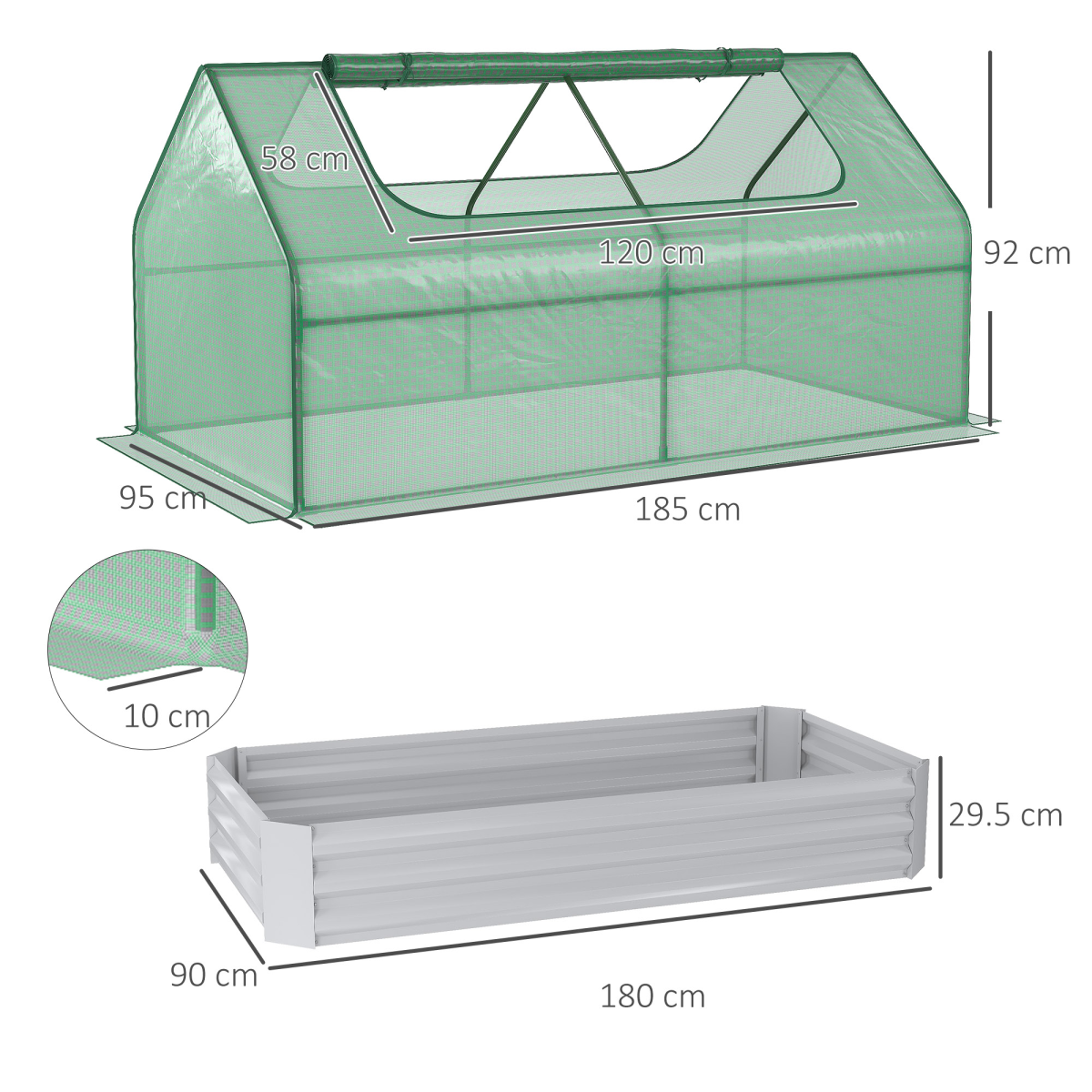 Outsunny Dual-Use Raised Garden Bed with Greenhouse & Large Viewing Window