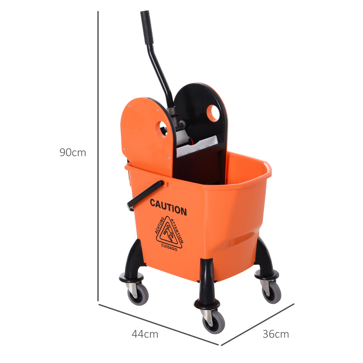 HOMCOM Mop Bucket on Wheels with Carry Handle, Mop Holder and Plastic Body