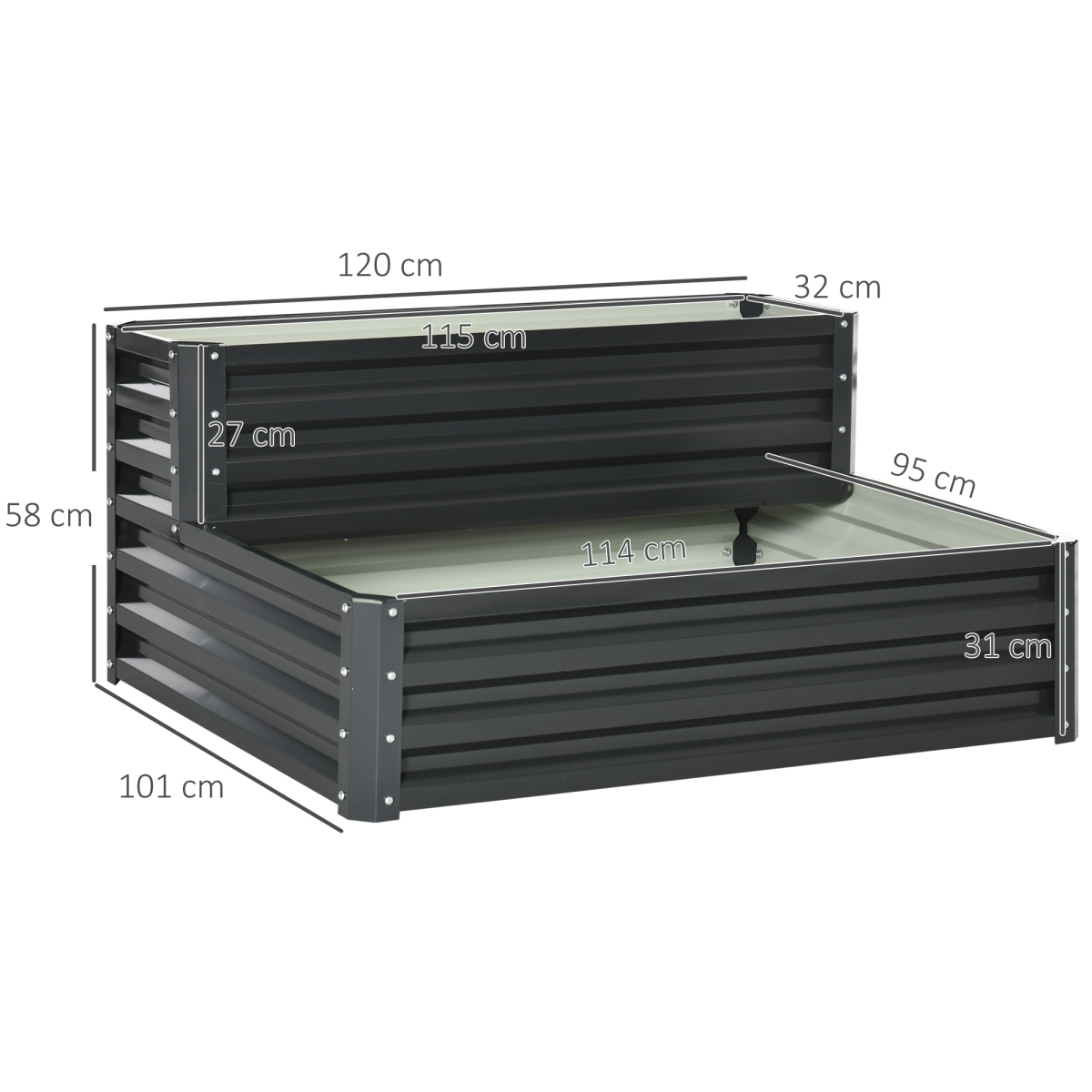 Outsunny Galvanised 2-Tier Raised Garden Bed Planter - Durable & Stylish!