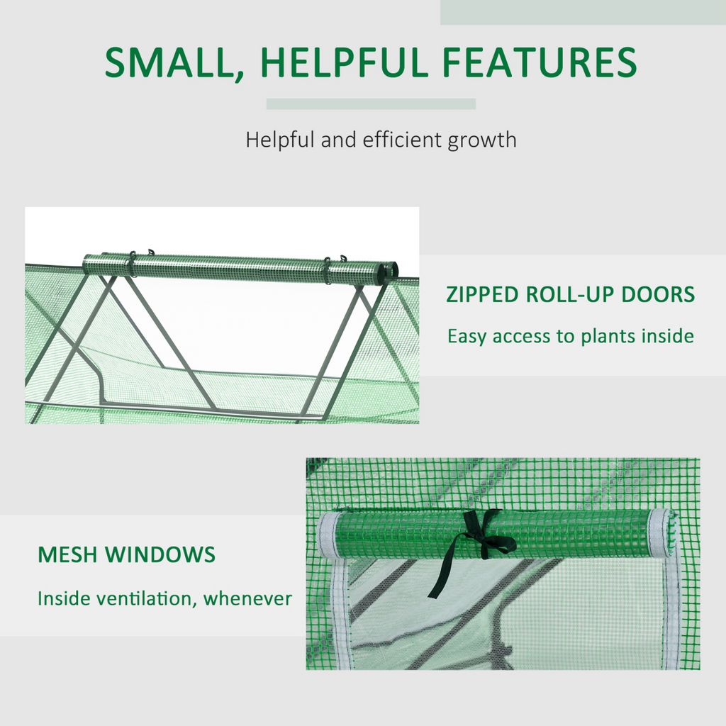 180 x 140 x 80cm Mini Portable Greenhouse with Zipped Windows and Door, Green