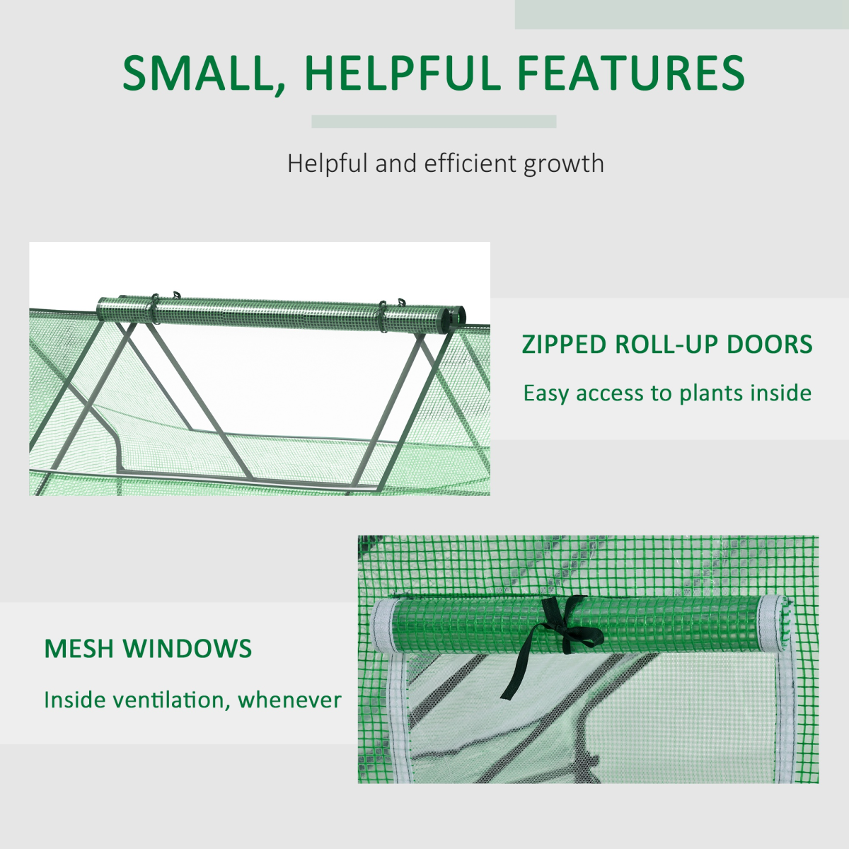 180 x 140 x 80cm Mini Portable Greenhouse with Zipped Windows and Door, Green