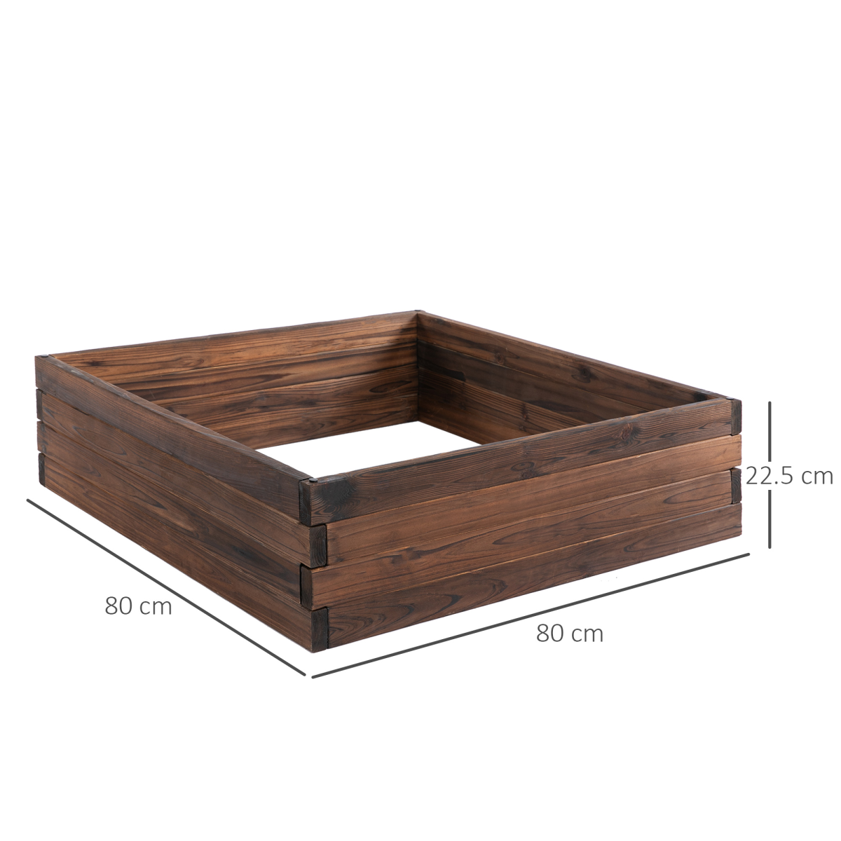 Stylish Wooden Raised Garden Bed Planter - 80x80x22.5cm for Home Gardening