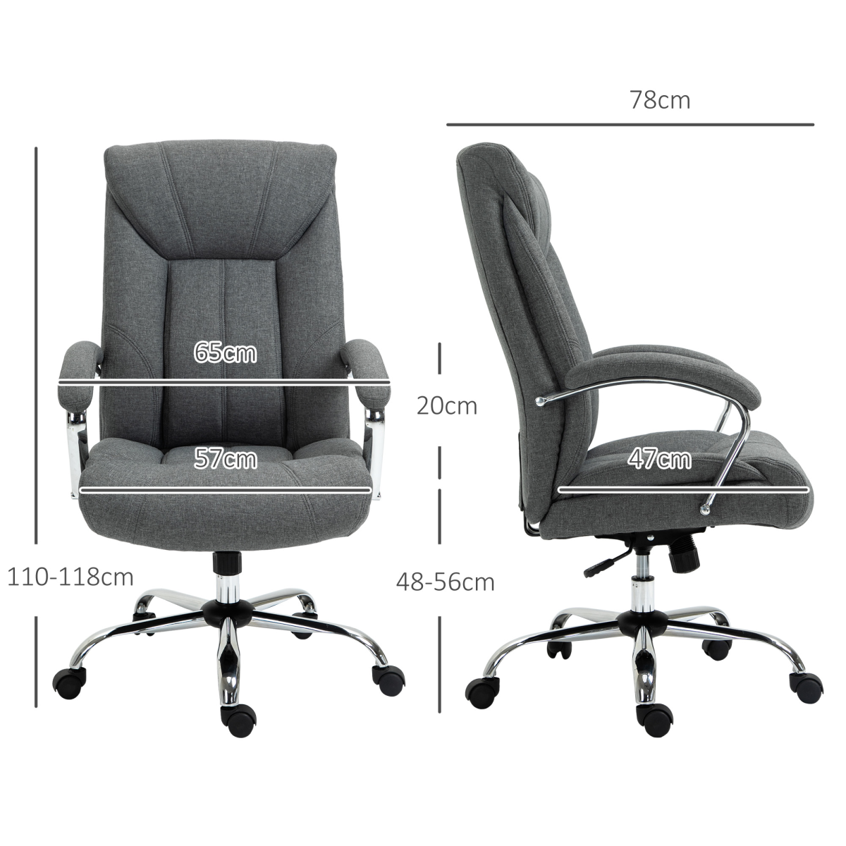 High Back Home Office Chair Computer Desk Chair w/ Arm, Swivel Wheels, Grey