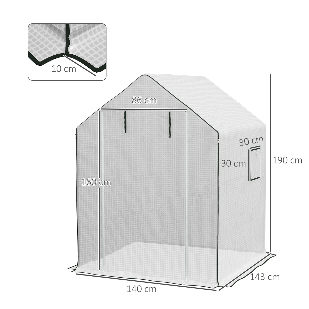 Outsunny Durable Walk-In Greenhouse Cover with Roll-Up Door & Ventilated Windows