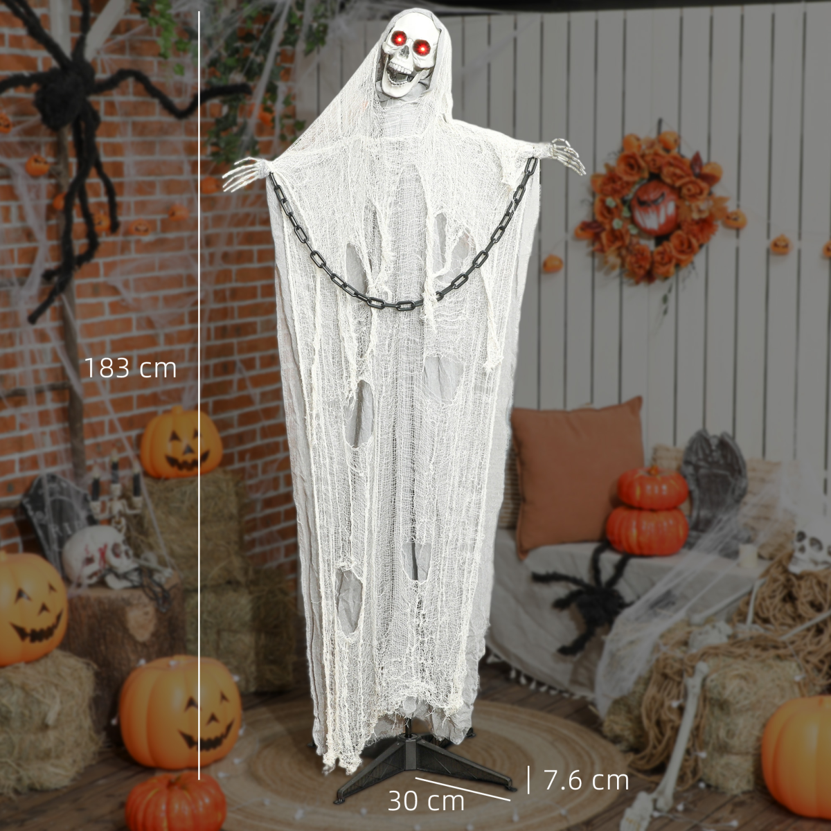 Outsunny 183 cm Life Size Scary Halloween Decorations, Battery Operated