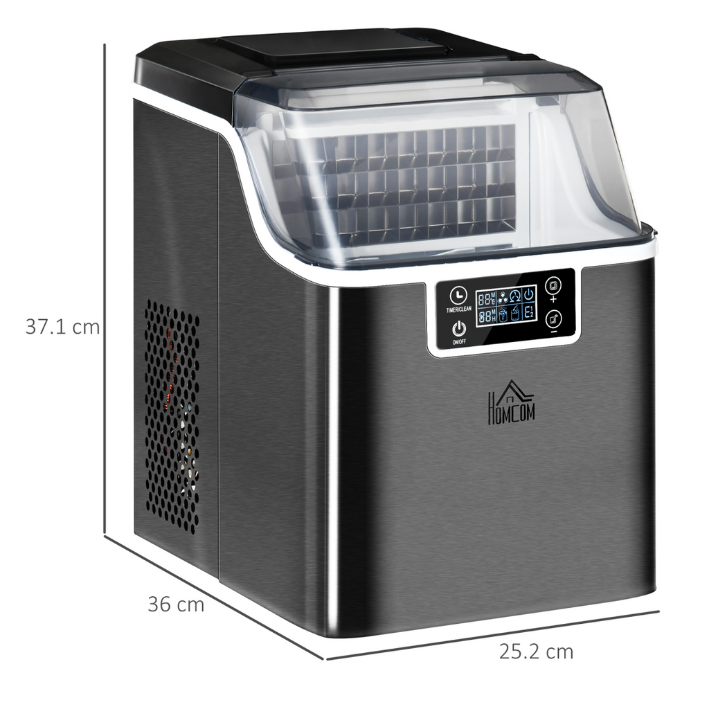 HOMCOM Counter Top Ice Maker Machine with Adjustable Cube Size Scoop Black