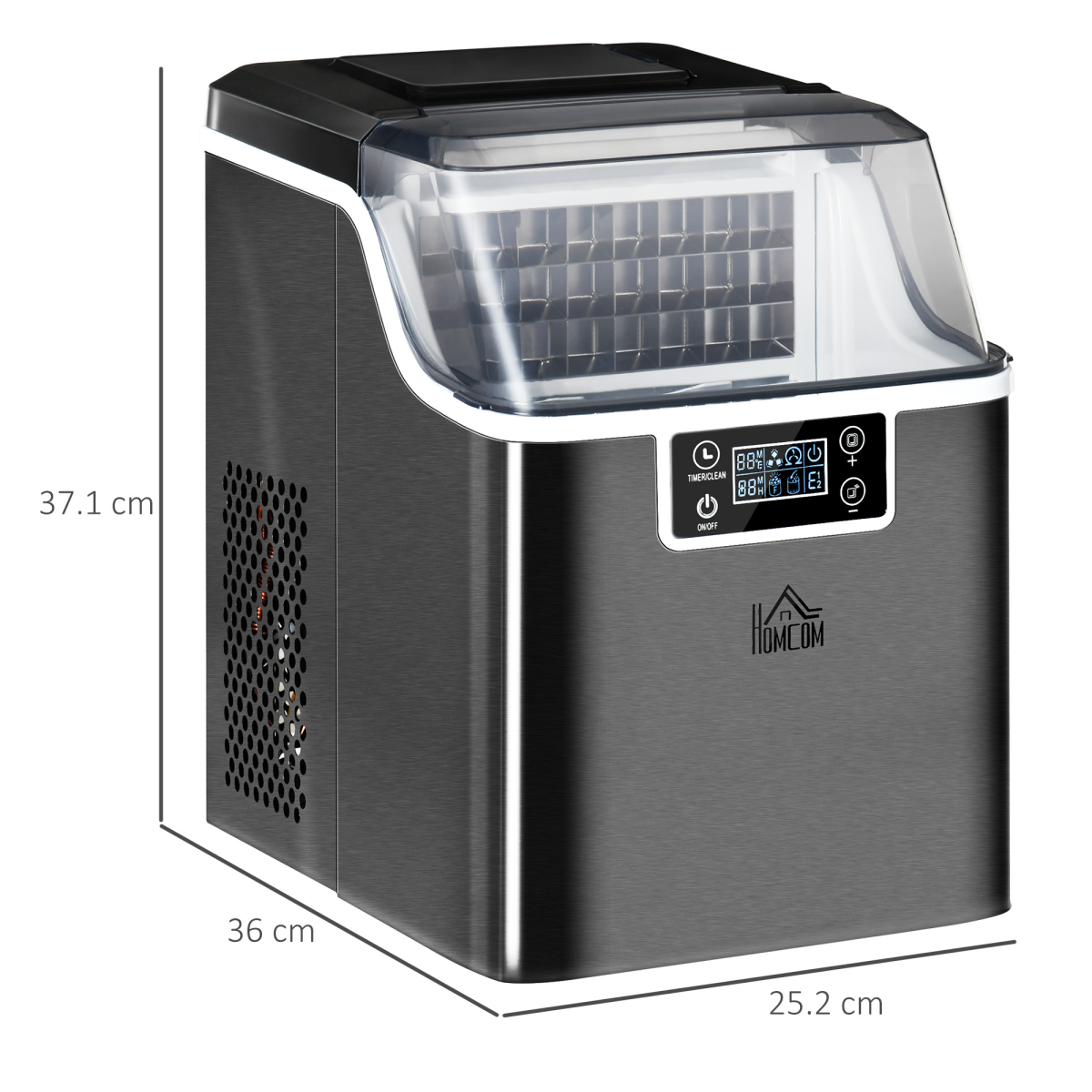 HOMCOM Counter Top Ice Maker Machine with Adjustable Cube Size Scoop Black