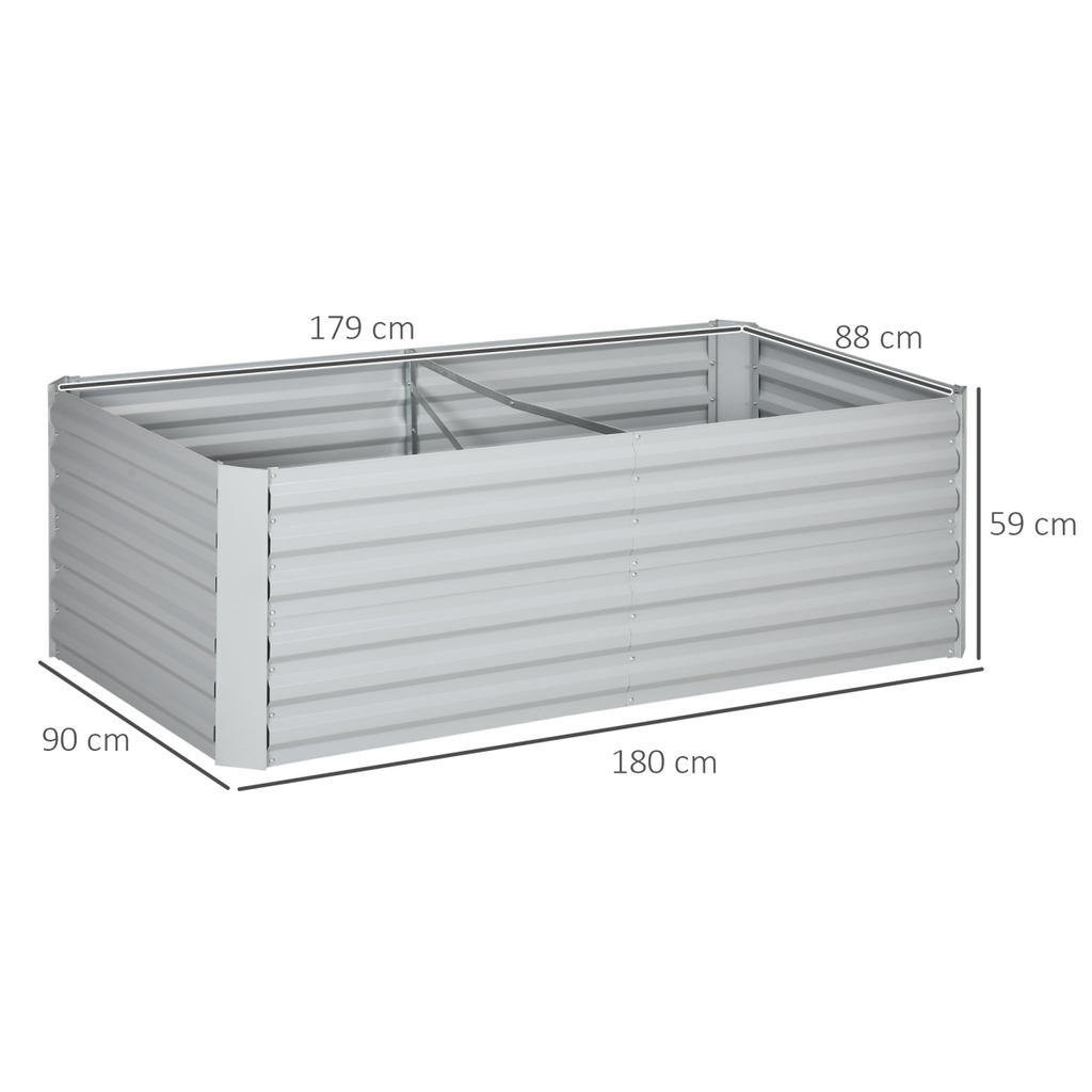 Galvanized Steel Raised Garden Beds - Durable Outdoor Planters, 180x90cm