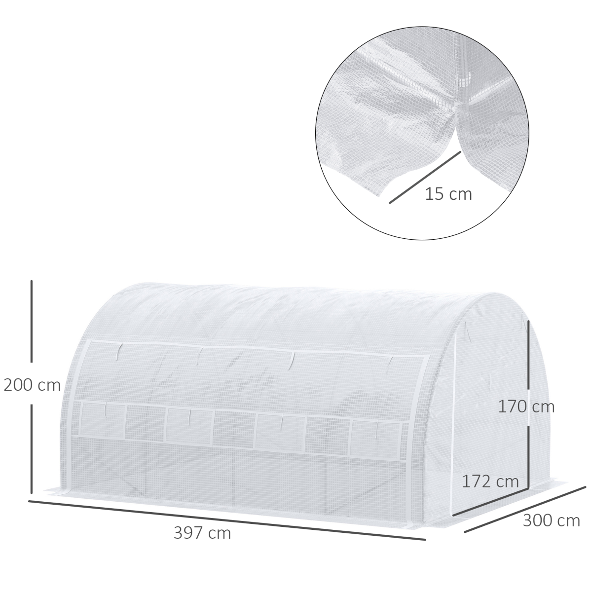 4 x 3 x 2 m Polytunnel Greenhouse Pollytunnel Tent w/ Steel Frame White