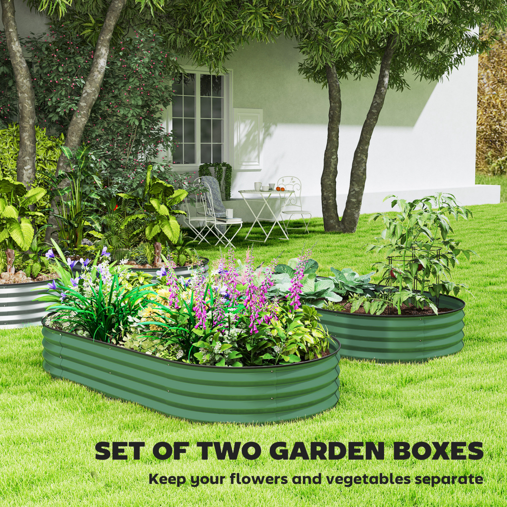Durable Galvanised Steel Raised Garden Planters - Set of 2 for Maximum Growth