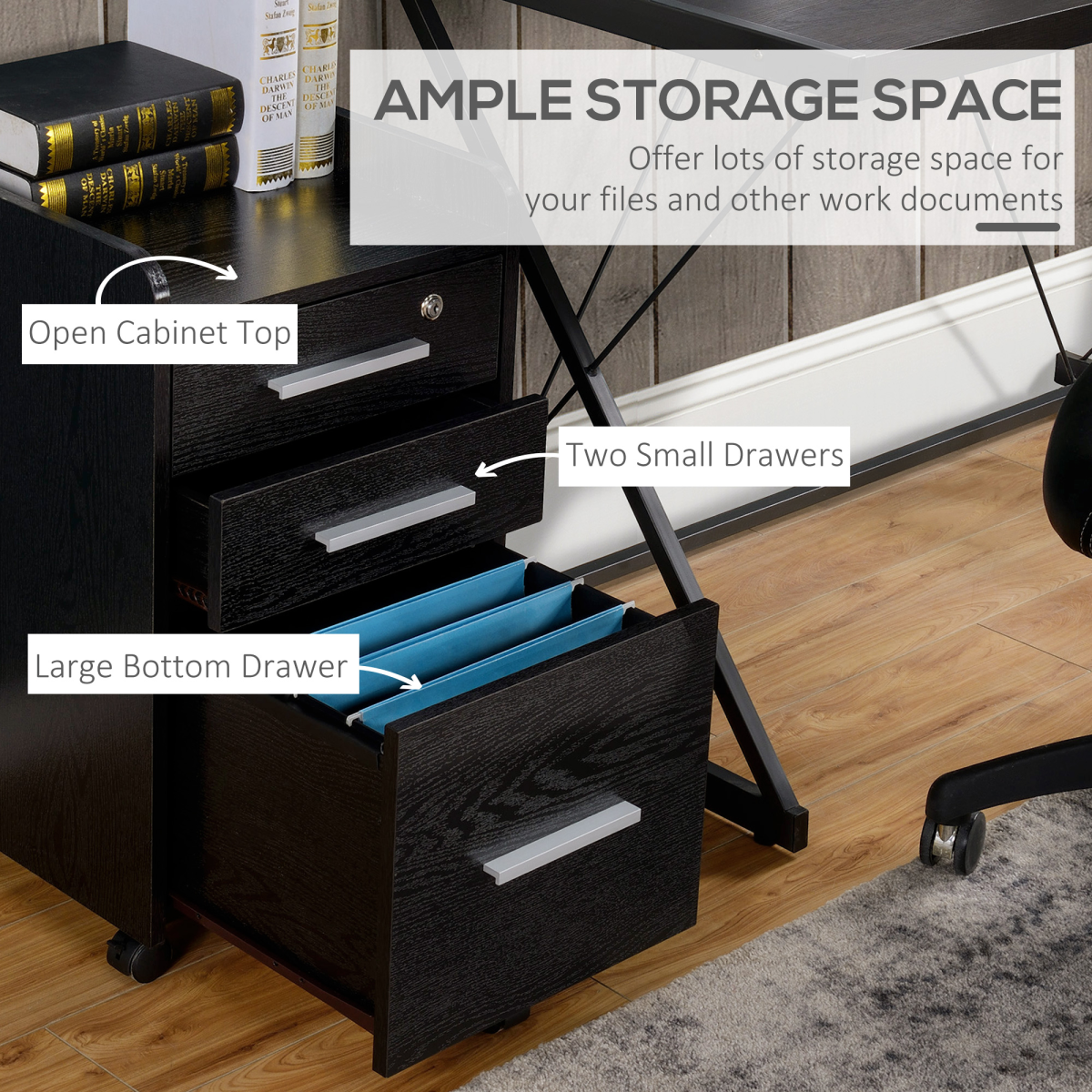 Compact Office Storage Cart with Wheels - Secure & Stylish Design