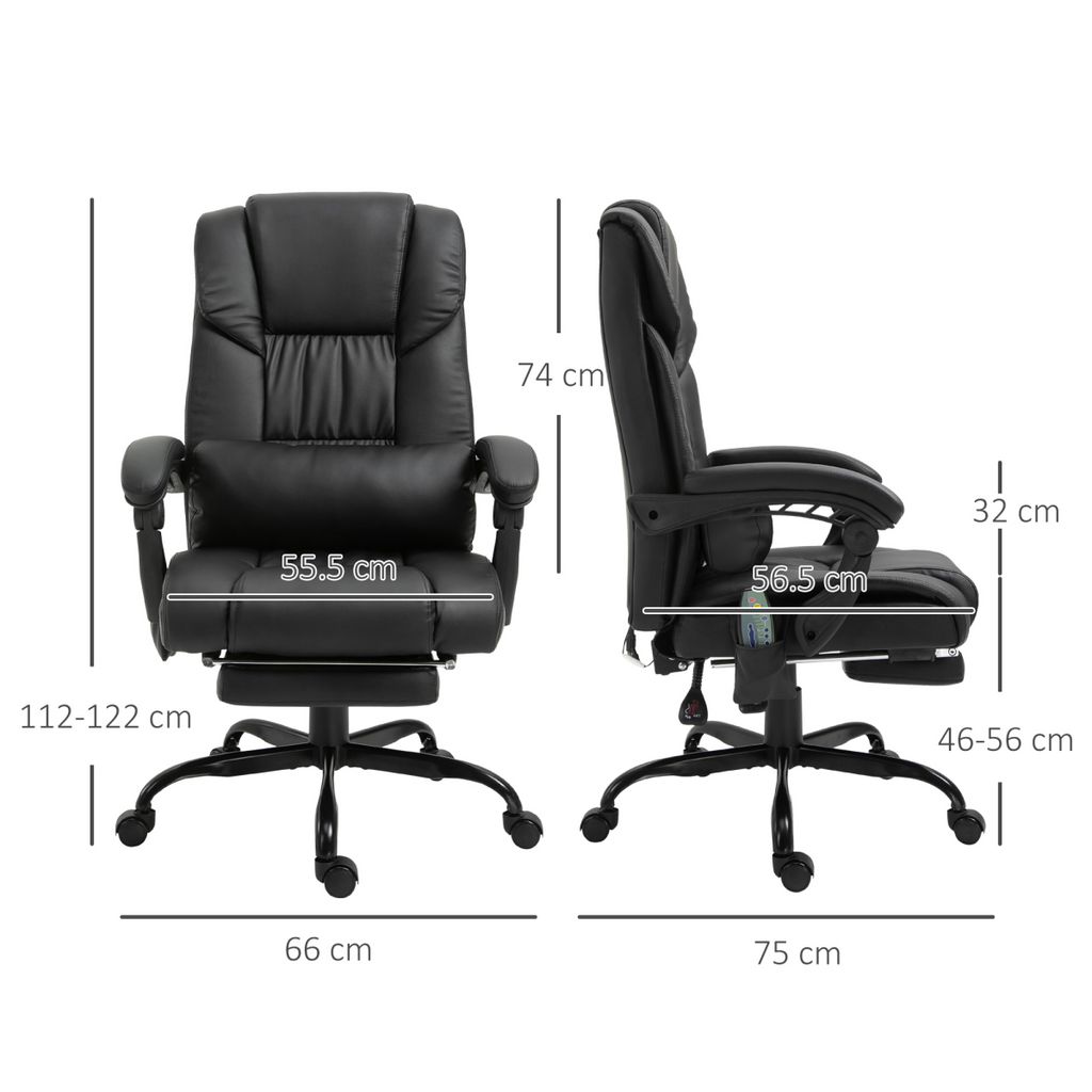 6-Point PU Leather Massage Racing Chair Electric Padded Angle Adjustable Remote