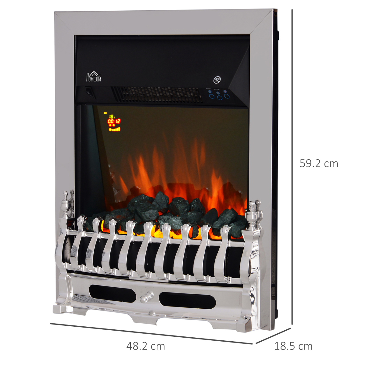 LED Flame Electric Fire Place-Silver | aosom.co.uk