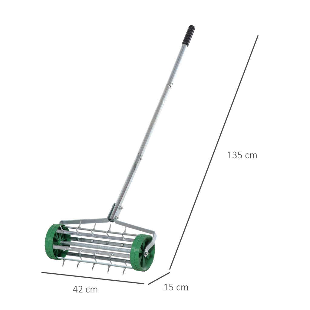 Outsunny Lawn Aerator Roller-Green/Silver