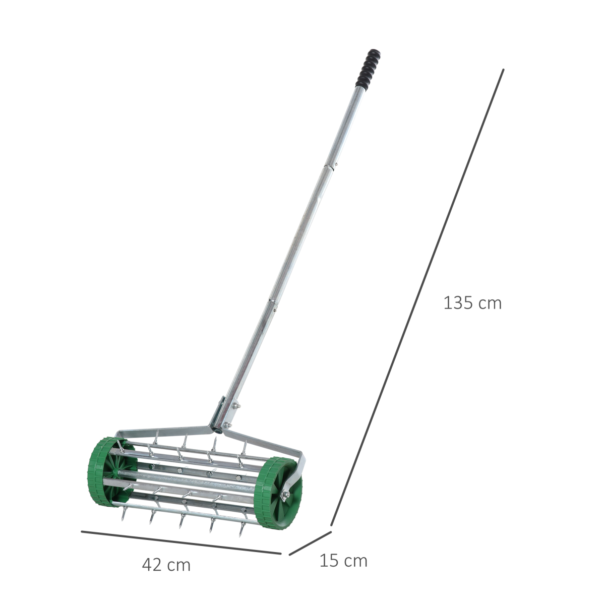 Outsunny Lawn Aerator Roller-Green/Silver