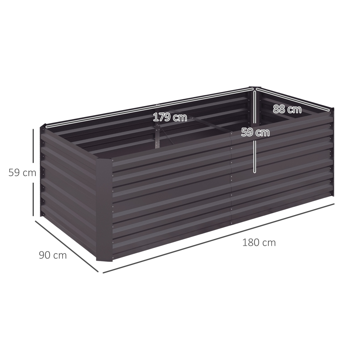 Outsunny Steel Outdoor Raised Garden Bed - Durable, Spacious & Stylish in Dark Grey