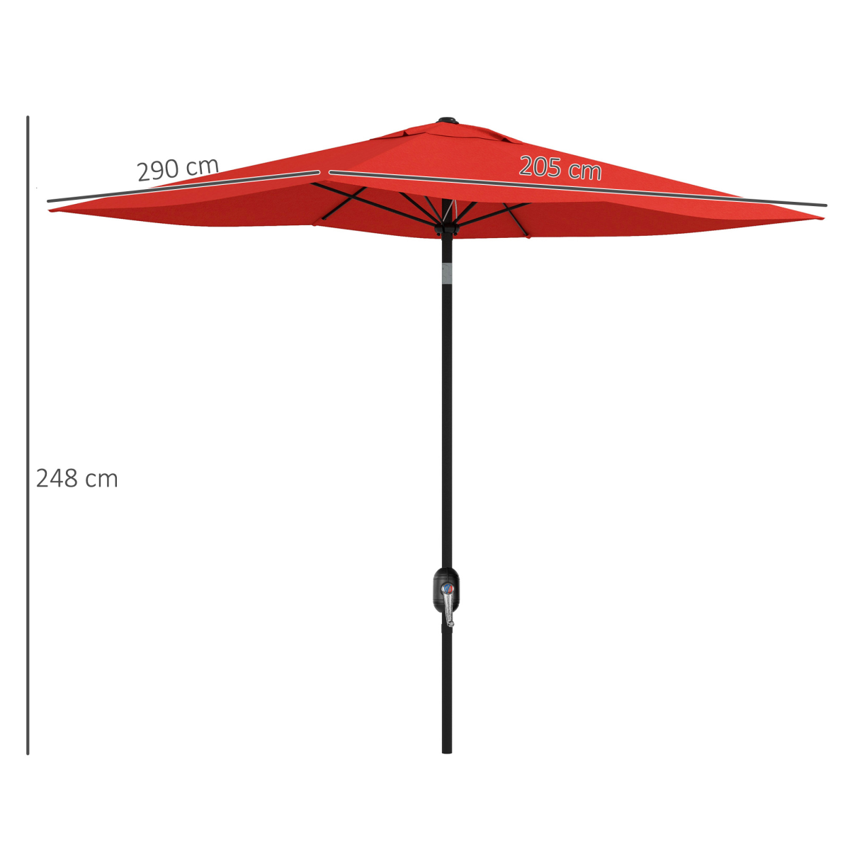 Outsunny 2 x 3(m) Garden Parasol Rectangular Market Umbrella w/ Wine Red
