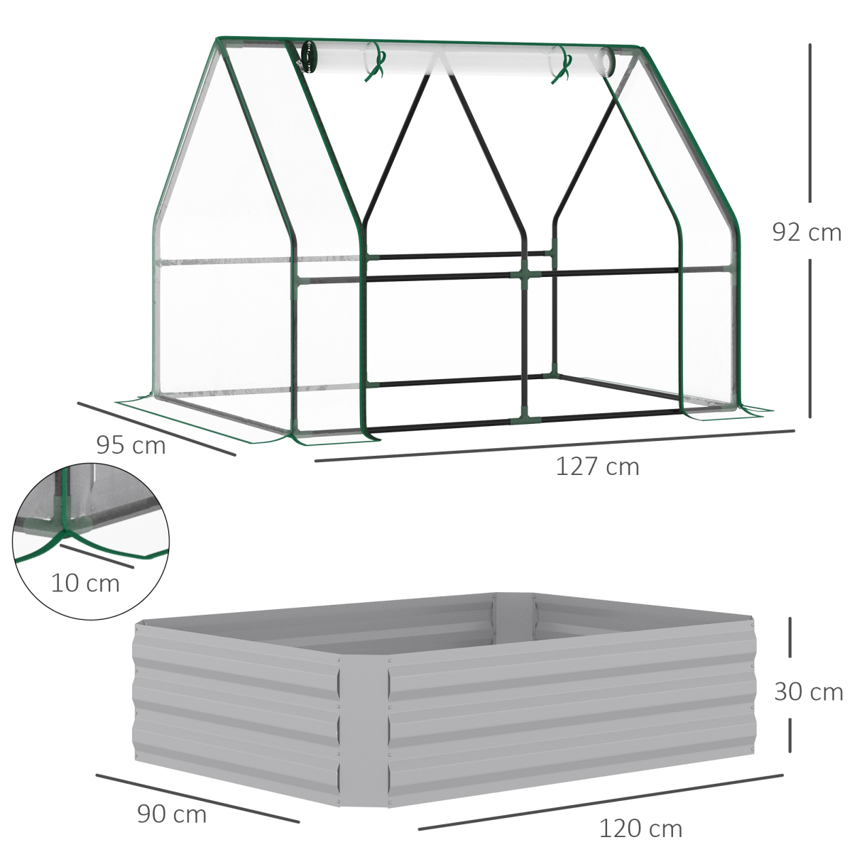Dual-Use Steel Raised Garden Planter with Greenhouse Cover - Sturdy & Versatile!