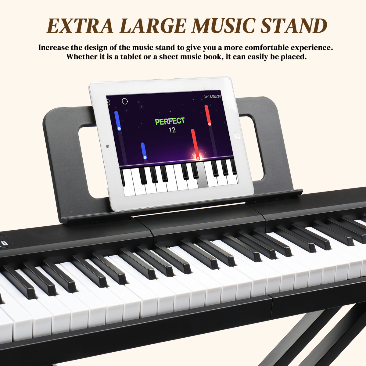 GPP-101 88-Key Bluetooth Digital Piano: Full-Size Semi-Weighted Excellence