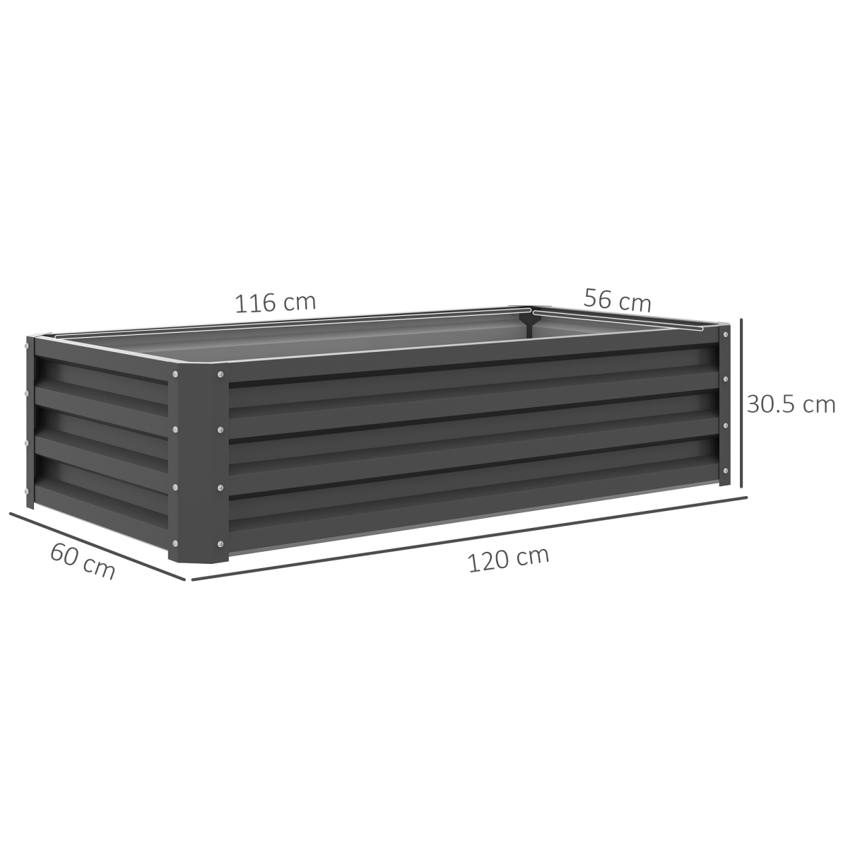 Outsunny Steel Raised Garden Bed - Stylish Elevated Planter Box in Light Grey