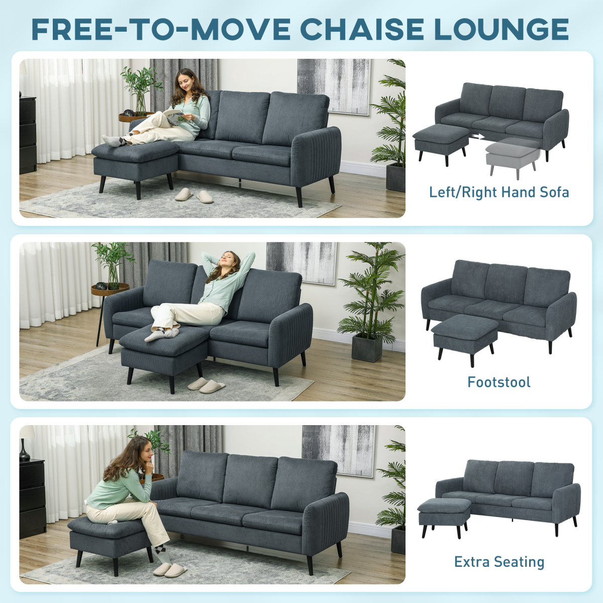 Versatile Charcoal Grey Stool – Comfort & Style for Any Space