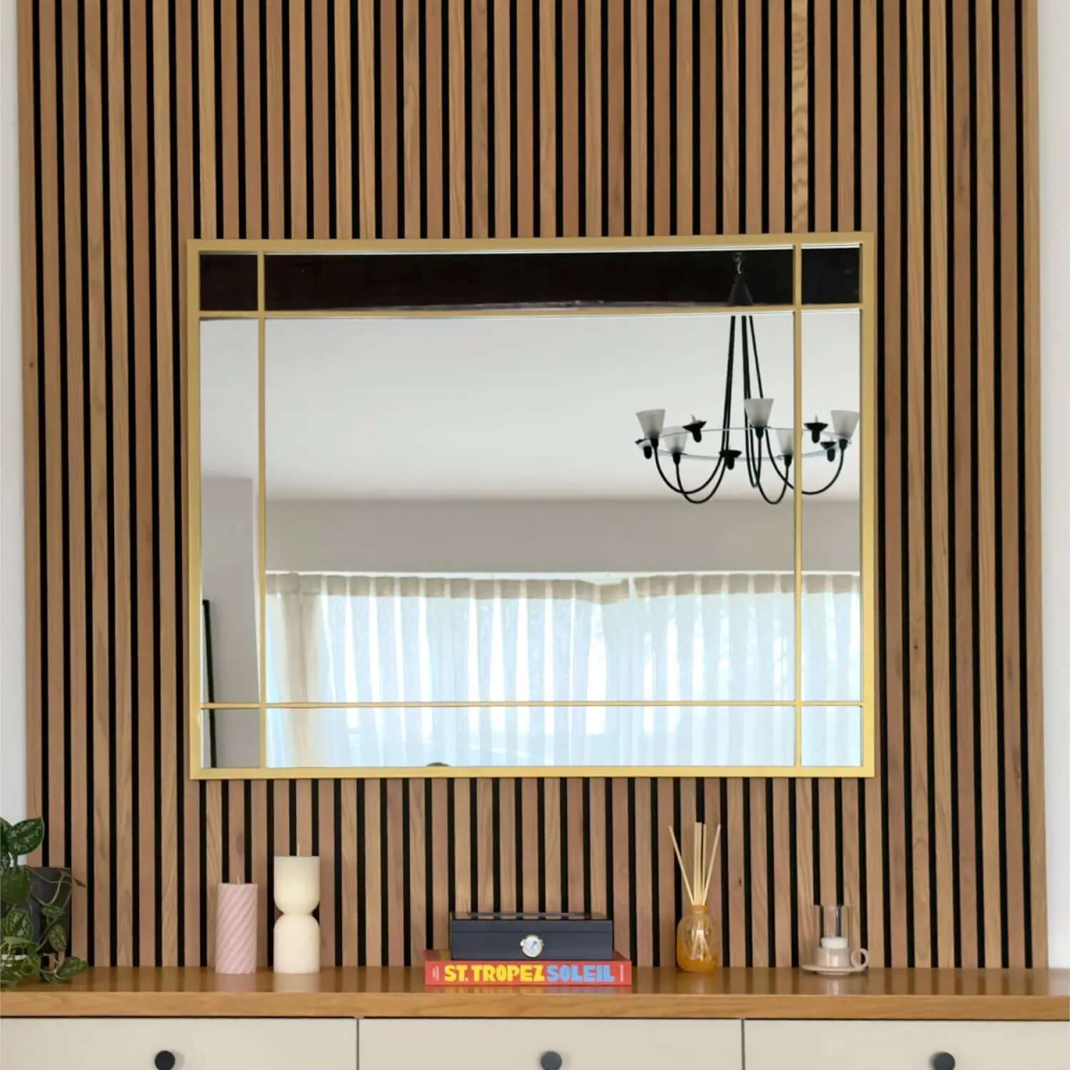 Aimi Gold Metal Window Mirror - Elegant 120cm x 95cm Statement Piece